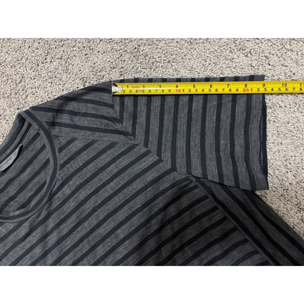 Icebreaker Cool-Lite Wool Blend T Shirt Gray Stripe Base Layer Hiking Mens Large - Picture 14 of 15